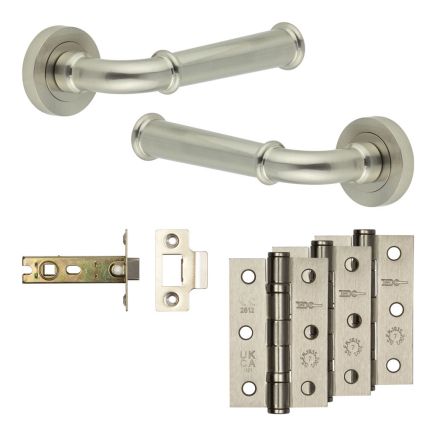 Complete Classic Door Handle Pack - Internal Doors - Satin Nickel - 76mm / 3-inch Hinges - JE-A3B-SN