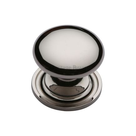 Heritage Brass Cabinet Knob Victorian Round Design with base 25mm Polished Nickel finish