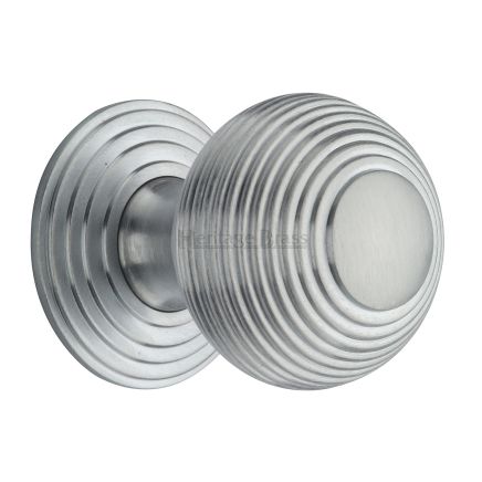 Heritage Brass Cabinet Knob Reeded Design 38mm Satin Chrome finish