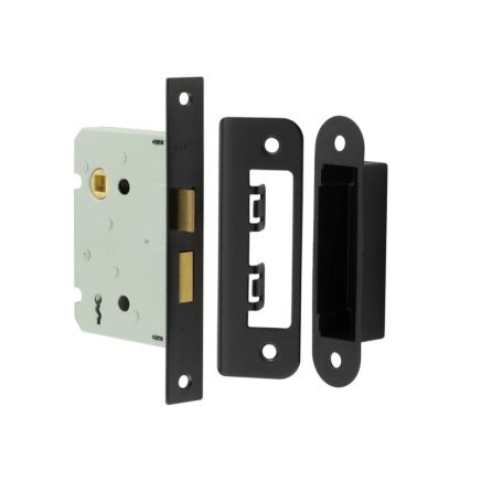 Jedo Kontrax 2 Lever Sashlocks with Square Forend & Radiused Strike Plate 76mm Black - By Frelan Hardware - JL480BL