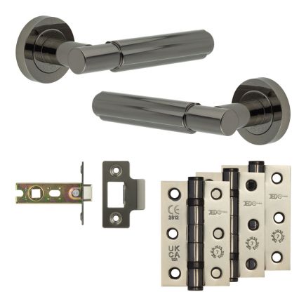 Complete Bloom Door Handle Pack - Internal Doors - Black Nickel - 64mm / 3-inch Hinges - JE-B1B-BN
