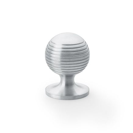 Alexander & Wilks - Caesar Cupboard Knob on Round Rose - Satin Chrome - 32mm