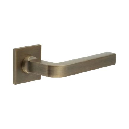 CR-104 Antique Brass Unsprung Square Rose Door Handle - By Frelan Hardware - CR-104B2AB
