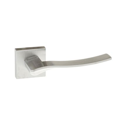 Forme Olimpia Lever Door Handle on Minimal Square Rose - Satin Chrome (Pair)