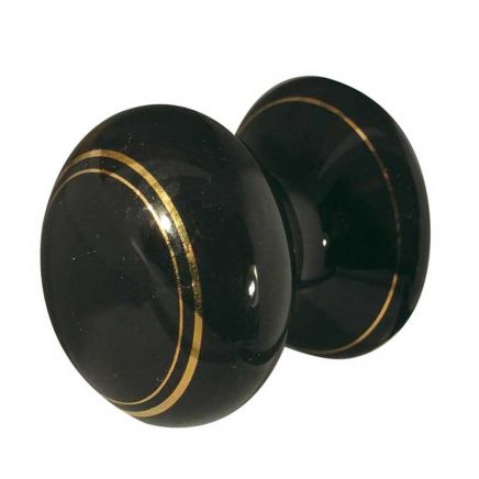 Jedo Porcelain Cupboard Knobs 38mm Goldline Black - By Frelan Hardware - JC74