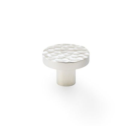 Alexander & Wilks - Hanover Hammered Cupboard Knob - Polished Nickel - 38mm