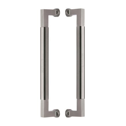 Heritage Brass Door Pull Handle Bauhaus Design 330mm Satin Nickel Finish