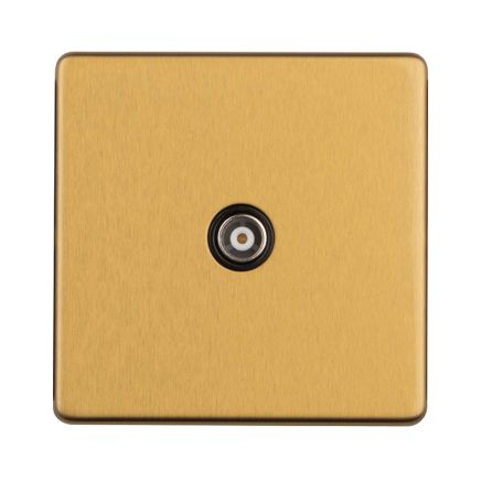 Eurolite Concealed 3mm 1 Gang TV Socket Satin Brass