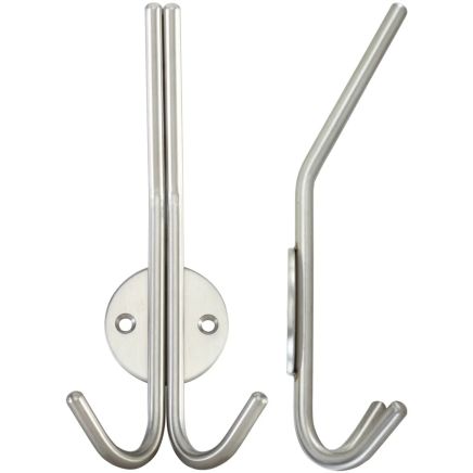 Zoo Hardware Double Hat and Coat Hook - Satin Stainless