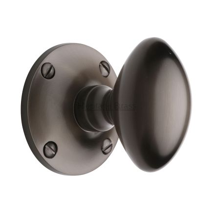 Heritage Brass Mortice Knob on Rose Mayfair Design Matt Bronze finish