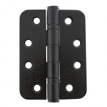 Atlantic Radius Corner Ball Bearing Hinges Grade 13 Fire Rated 4" X 3" X 3mm - Matt Black (Pair)
