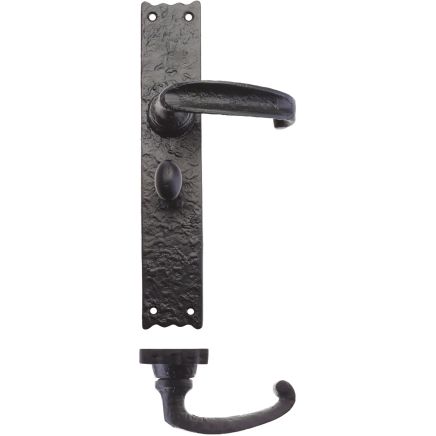 Zoo Hardware Traditional Lever on Bathroom Long Backplate - 10" - Black