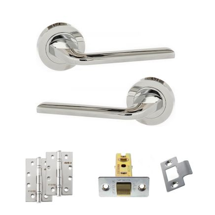 Eco Surf Door Handle Pack (Latch Set - 2.5" CE Latch, 4" Slim Knuckle Hinges x2) - Polished Chrome