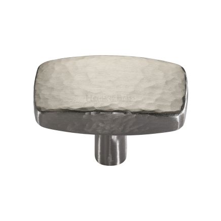 Heritage Brass Cabinet Knob Rectangular Hammered Design 41mm Satin Nickel finish