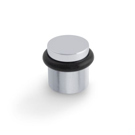 Valli 38 x 35mm - Floor Mounted Knurled Doorstop - Concealed Fix - Polished Chrome PVD