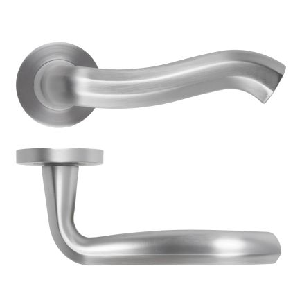 Zoo Hardware Rococo Lever On Round Rose - Satin Chrome