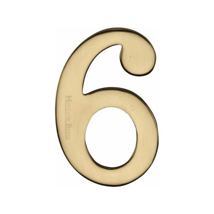 Heritage Brass Numeral 6 Self Adhesive 51mm (2") Polished Brass finish