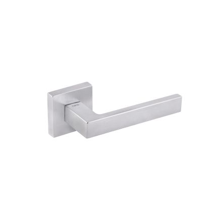 Tupai Rapido QuadraLine Rillo Lever Door Handle on Square Rose - Satin Chrome