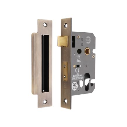 2.5" CE Euro Profile Mortice Sash Lock - Aged Brass