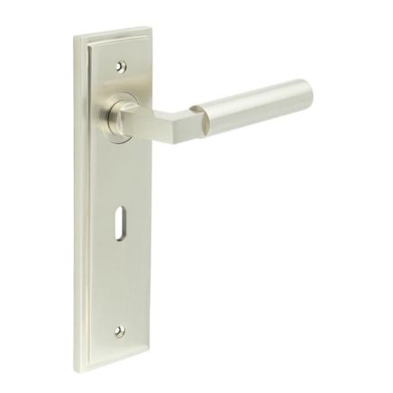 Westminster Door Handle Lock Backplate Satin Nickel - By Frelan Hardware - BUR30KIT321