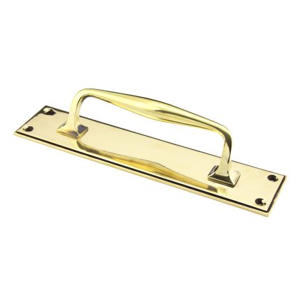 Aged Brass 300mm Art Deco Pull Handle on Backplate