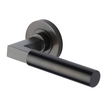 Heritage Brass Door Handle Lever on Rose Spectral Design Matt Bronze Finish
