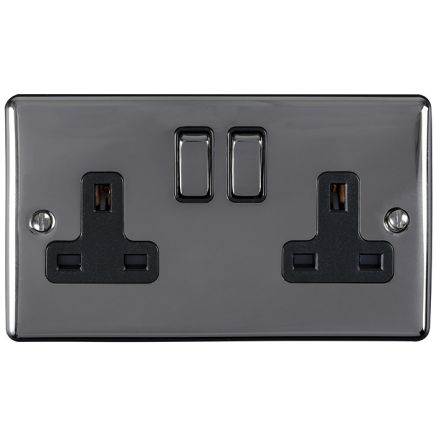 Eurolite Enhance Decorative 2 Gang Socket Black Nickel