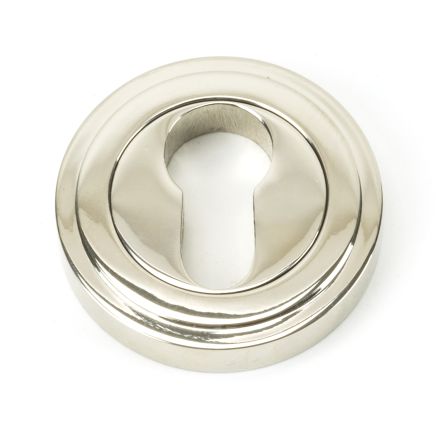 Polished Nickel Round Euro Escutcheon (Art Deco)