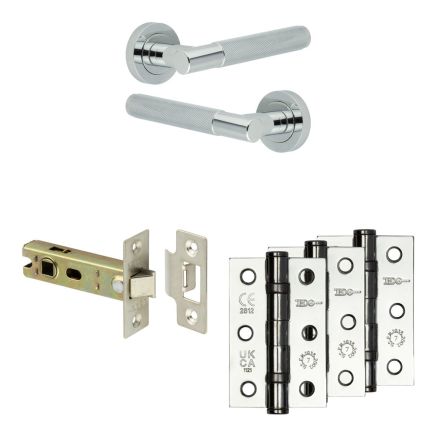 Complete Bari Door Handle Pack - Internal Doors - Polished Chrome - 76mm / 3-inch Hinges - JE-D3B-PC