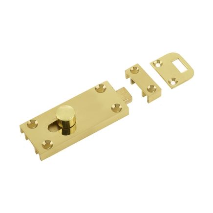 Jedo Bathroom Slide Bolts 63x25mm Polished Brass - By Frelan Hardware - J1414PB