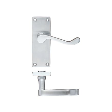 Zoo Hardware Project Victorian scroll lever on latch backplate - 114mm x 40mm - Satin Chrome