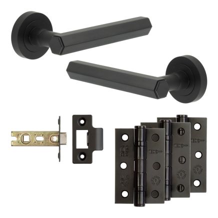 Complete Hex Door Handle Pack - Internal Doors - Black - By Frelan Hardware - JE-C2B-MB