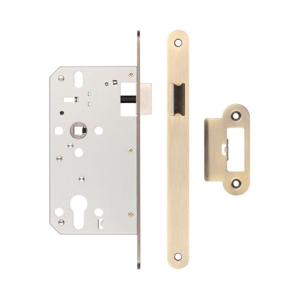 72mm Antique Brass Din Euro Latch Radiused 60mm Backset - By Frelan Hardware - JL-DL60RAB