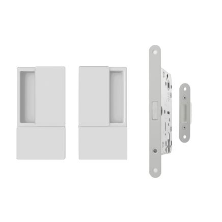 AGB Wave Flush Door Handle & Euro Profile Lock Set - White