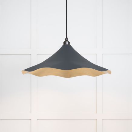 Smooth Brass Flora Pendant in Soot