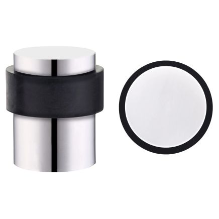 Zoo Hardware Door Stop Floor Mounted - Round Collared Flat Top 35mm dia - Polished Stainless