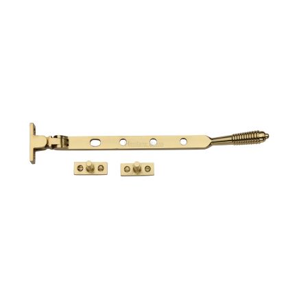 Heritage Brass Casement Window Stay Reeded Design 10" Polished Brass finish