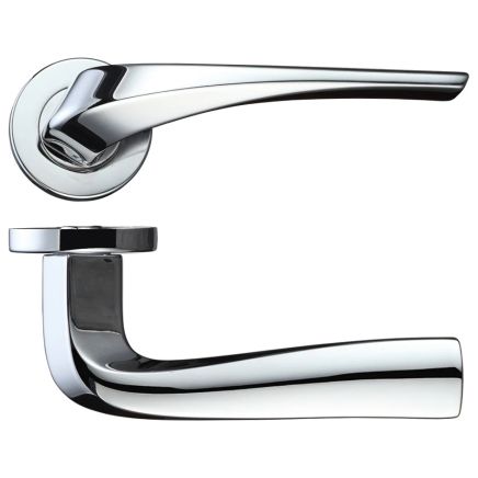 Zoo Hardware Aries lever on round rose - Polished Chrome