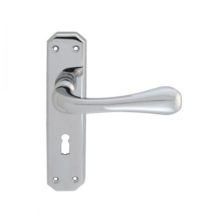 Eden Lever On Lock Backplate - Polished Chrome