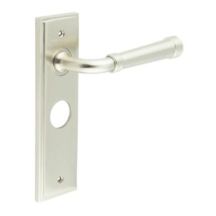 Highgate Door Handle Bathroom Backplate Satin Nickel - By Frelan Hardware - BUR35KIT322