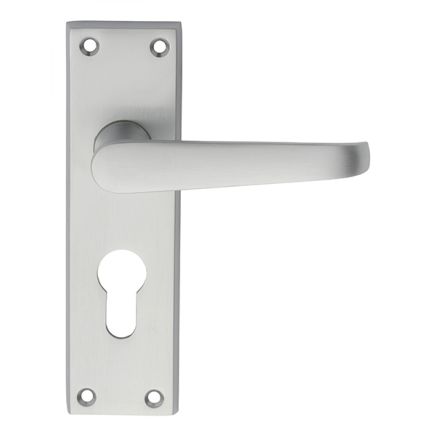 Victorian Lever On Euro Lock Backplate - Satin Chrome