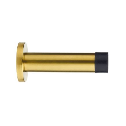 Zoo Hardware Door stop - cylinder - 70mm projection with rose - PVD Satin Brass