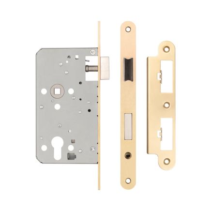 72mm Satin Brass Din Euro Escape lock Radiused 60mm Backset - By Frelan Hardware - JL-DE60RSB