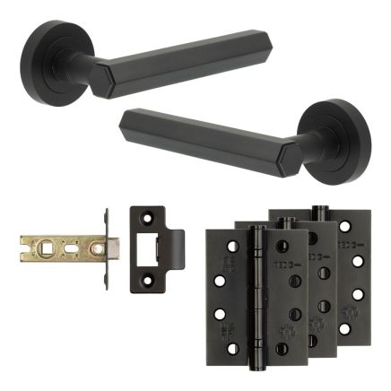 Complete Hex Door Handle Pack - Internal Doors - Black - By Frelan Hardware - JE-C2A-MB