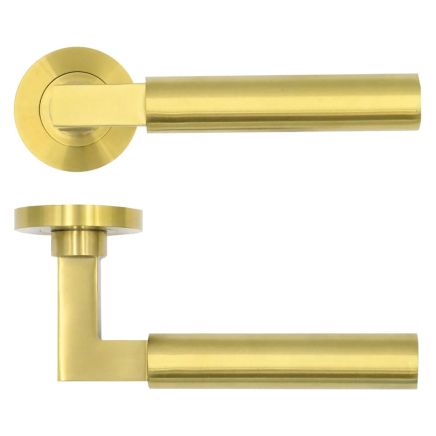Zoo Hardware Garda Lever on Round Rose - PVD Satin Brass
