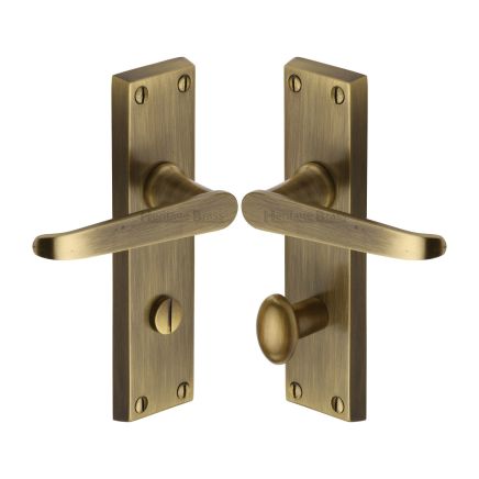 Heritage Brass Door Handle for Bathroom Victoria Design Antique Brass finish