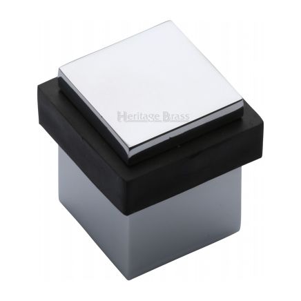 Heritage Brass Door Stop Square Floor Mounted Design Polished Chrome Finish