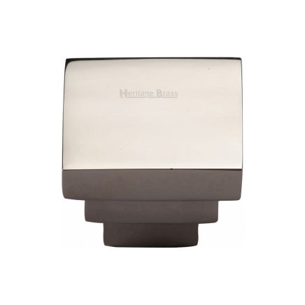 Heritage Brass Cabinet Knob Square Stepped Design 32mm Polished Nickel finish