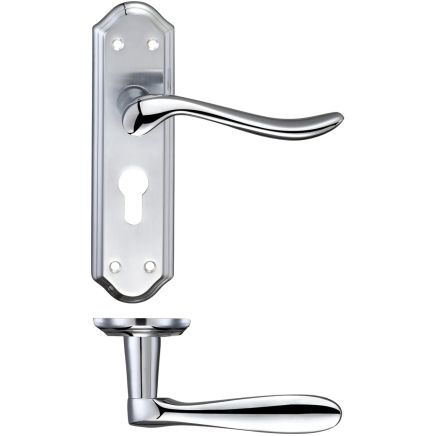 Zoo Hardware Lincoln Lever Euro Lock (47.5mm c/c) Furniture 180 x 48mm - Satin