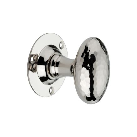 Hammered Oval Mortice Door Knob Polished Nickel